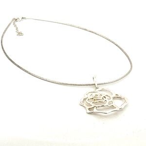 Vintage JCM 925 Sterling Silver Openwork Rose Pendant made in Italy 14.2g